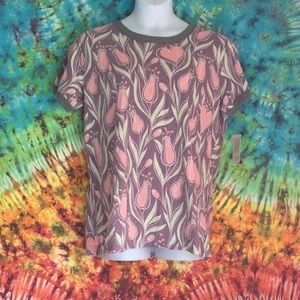 LulaRoe Liv  with tulips and hearts print.